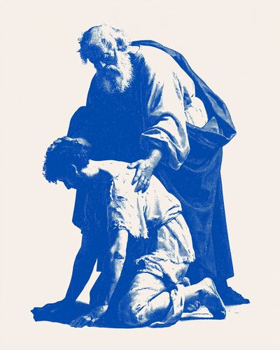 Blue Figure Study Illustration Poster.