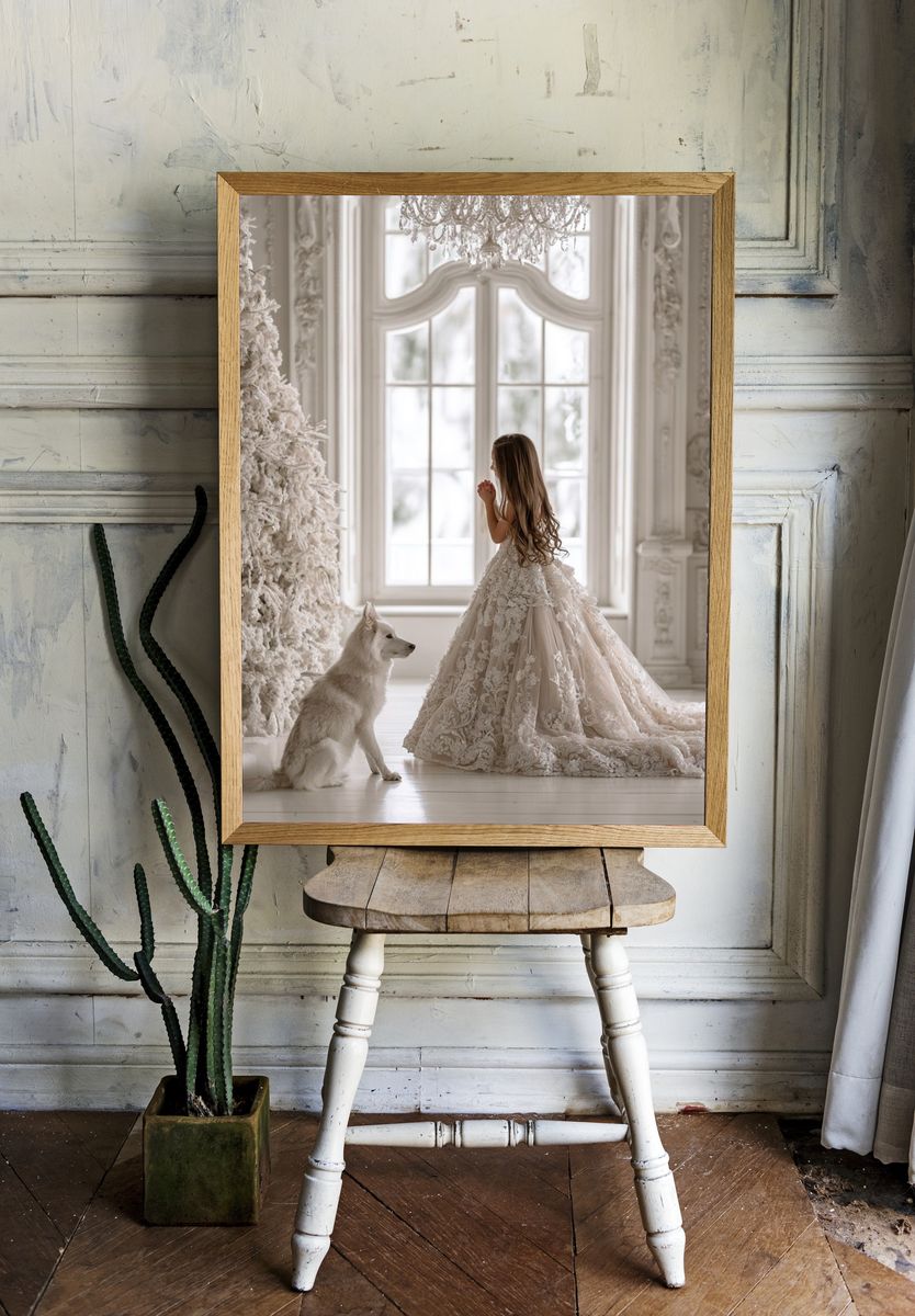 Winter Princess and White Wolf Print. — room view 1