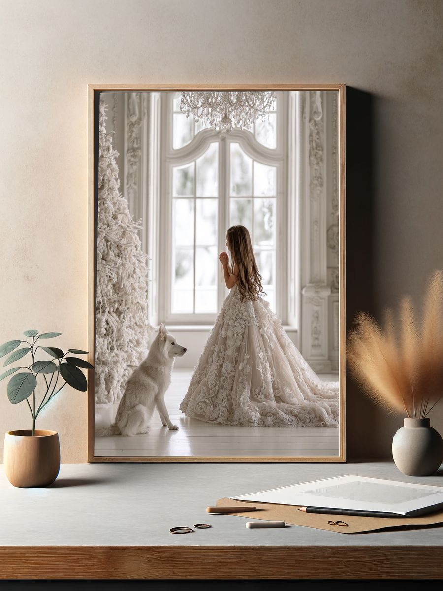 Winter Princess and White Wolf Print. — room view 2