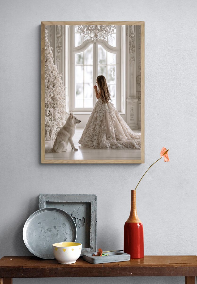 Winter Princess and White Wolf Print. — room view 3