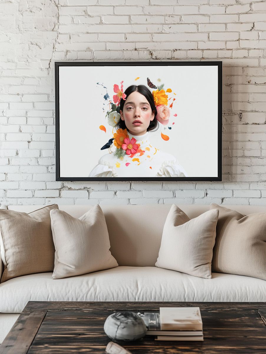 Floral Portrait Digital Art Poster. — room view 1
