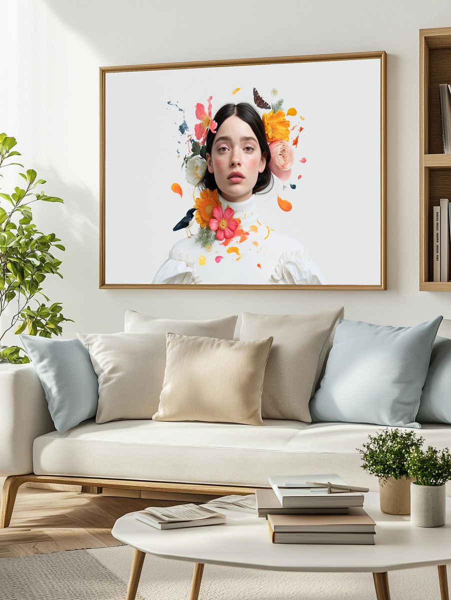 Floral Portrait Digital Art Poster. — room view 2