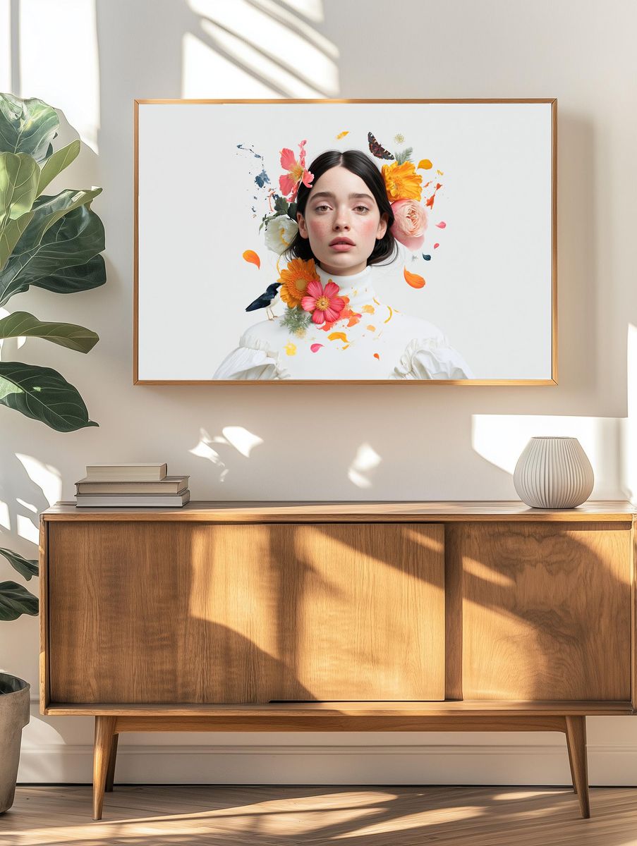 Floral Portrait Digital Art Poster. — room view 3