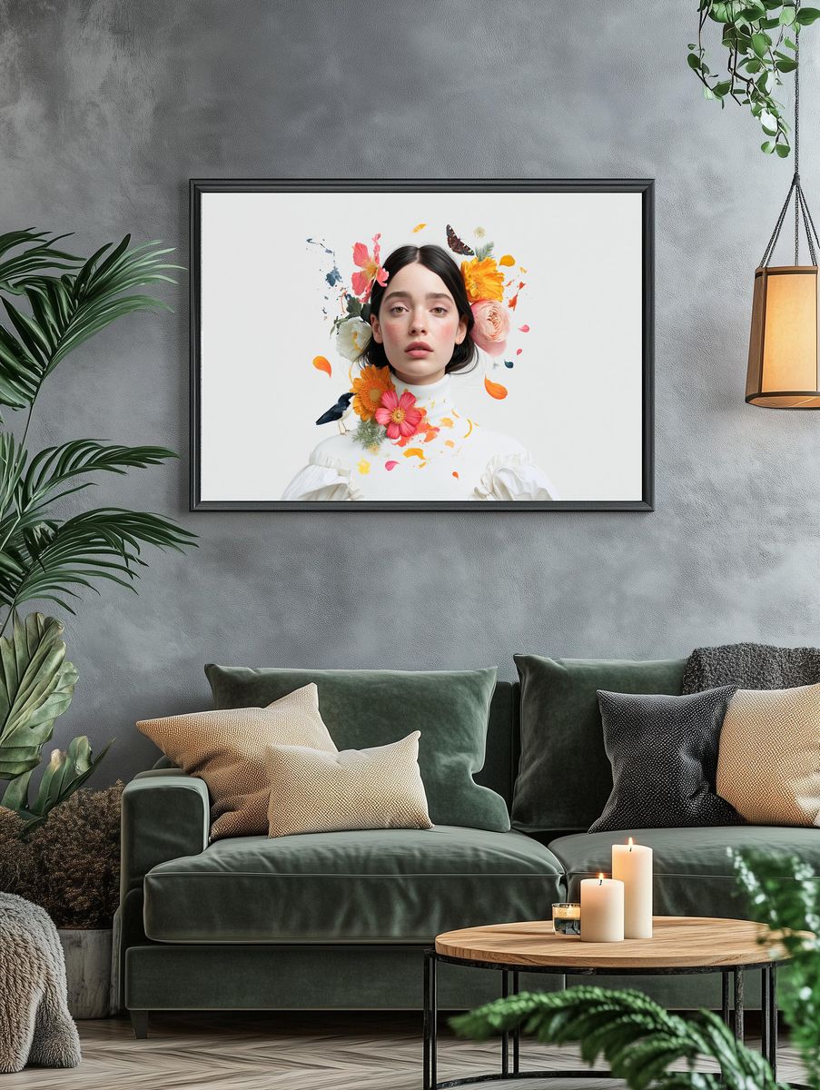 Floral Portrait Digital Art Poster. — room view 4