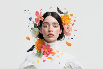 Floral Portrait Digital Art Poster. poster