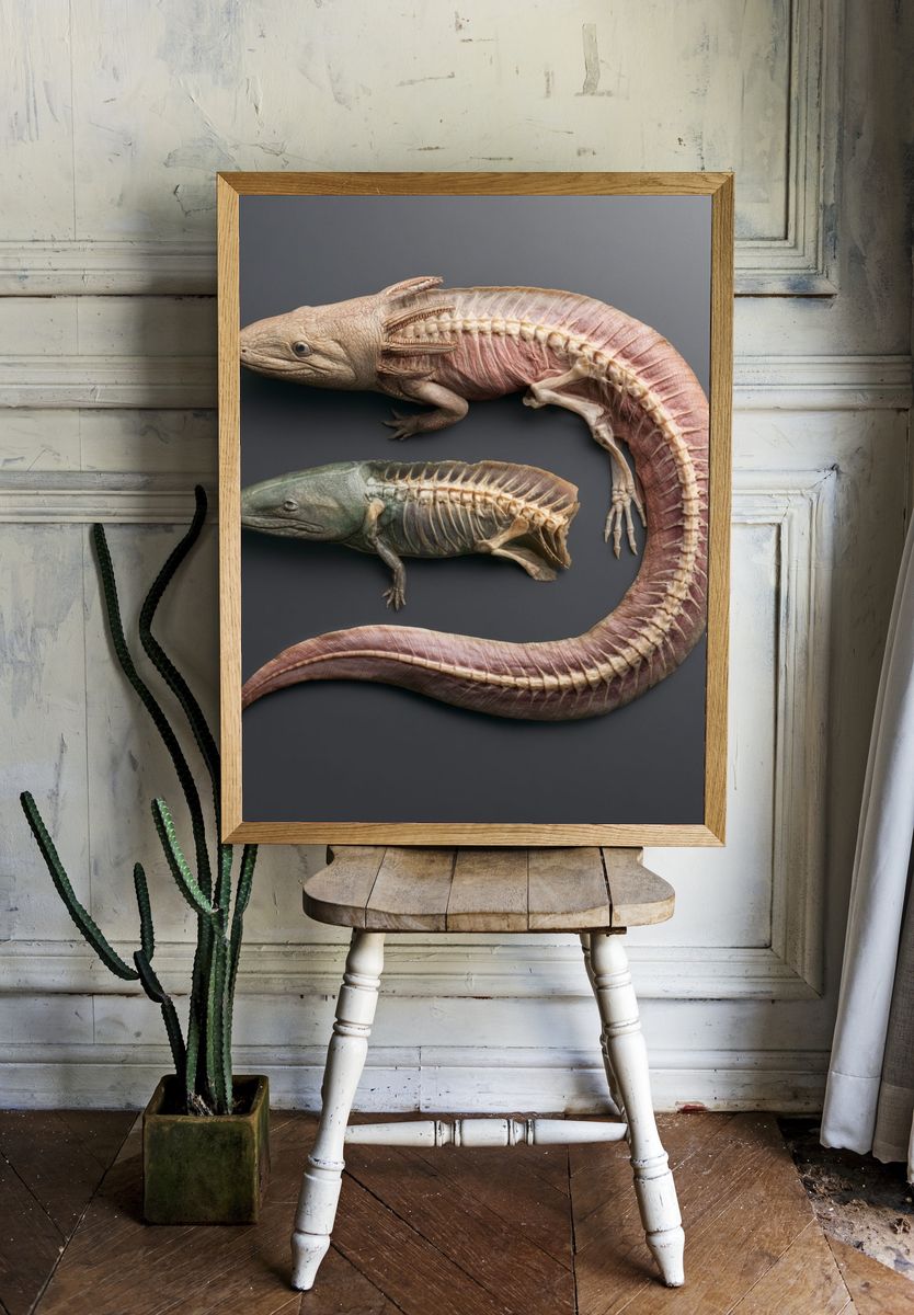 Amphibian Anatomy Illustration Poster. — room view 1