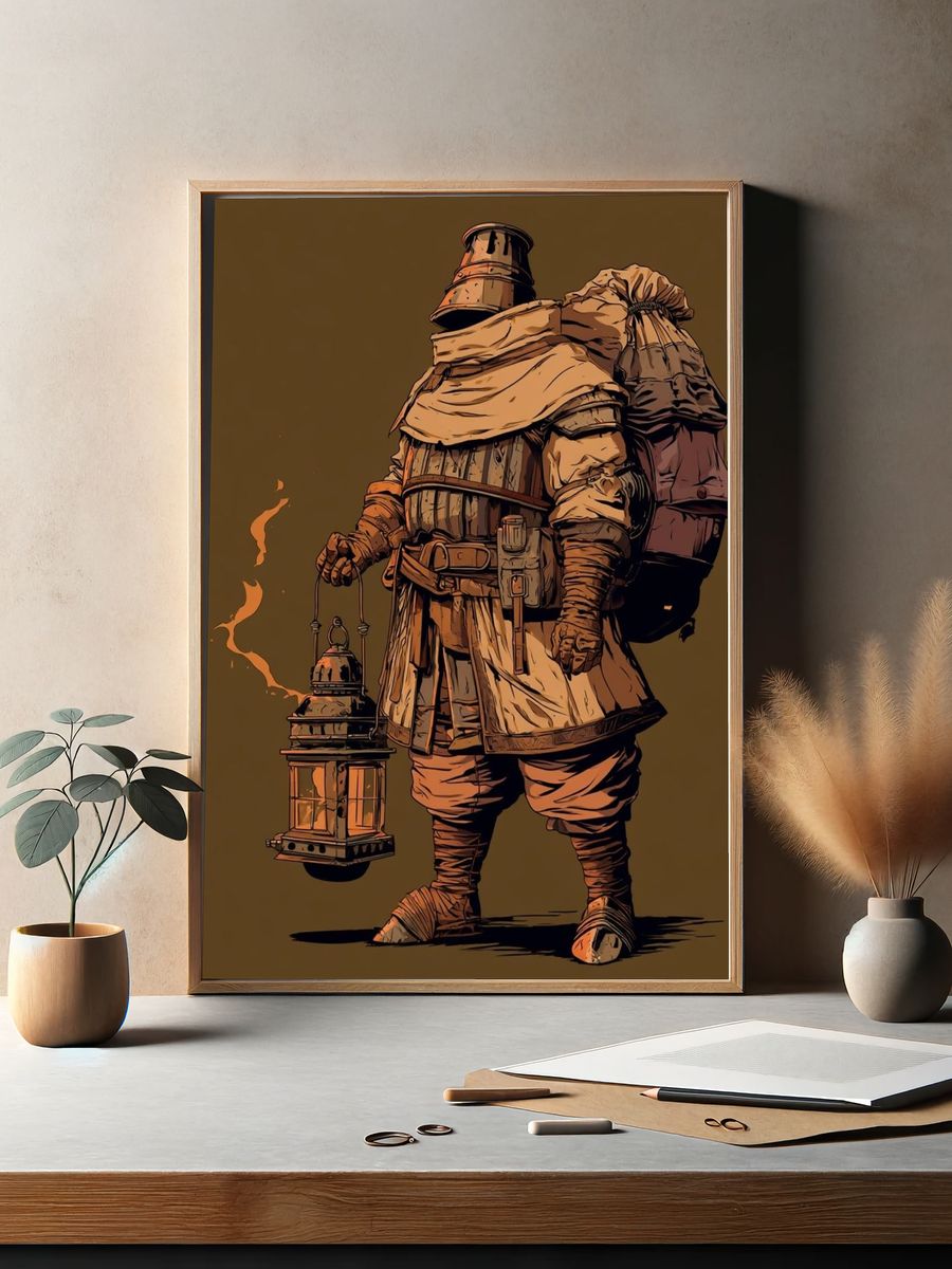 Lantern Bearer Fantasy Illustration Poster. — room view 2