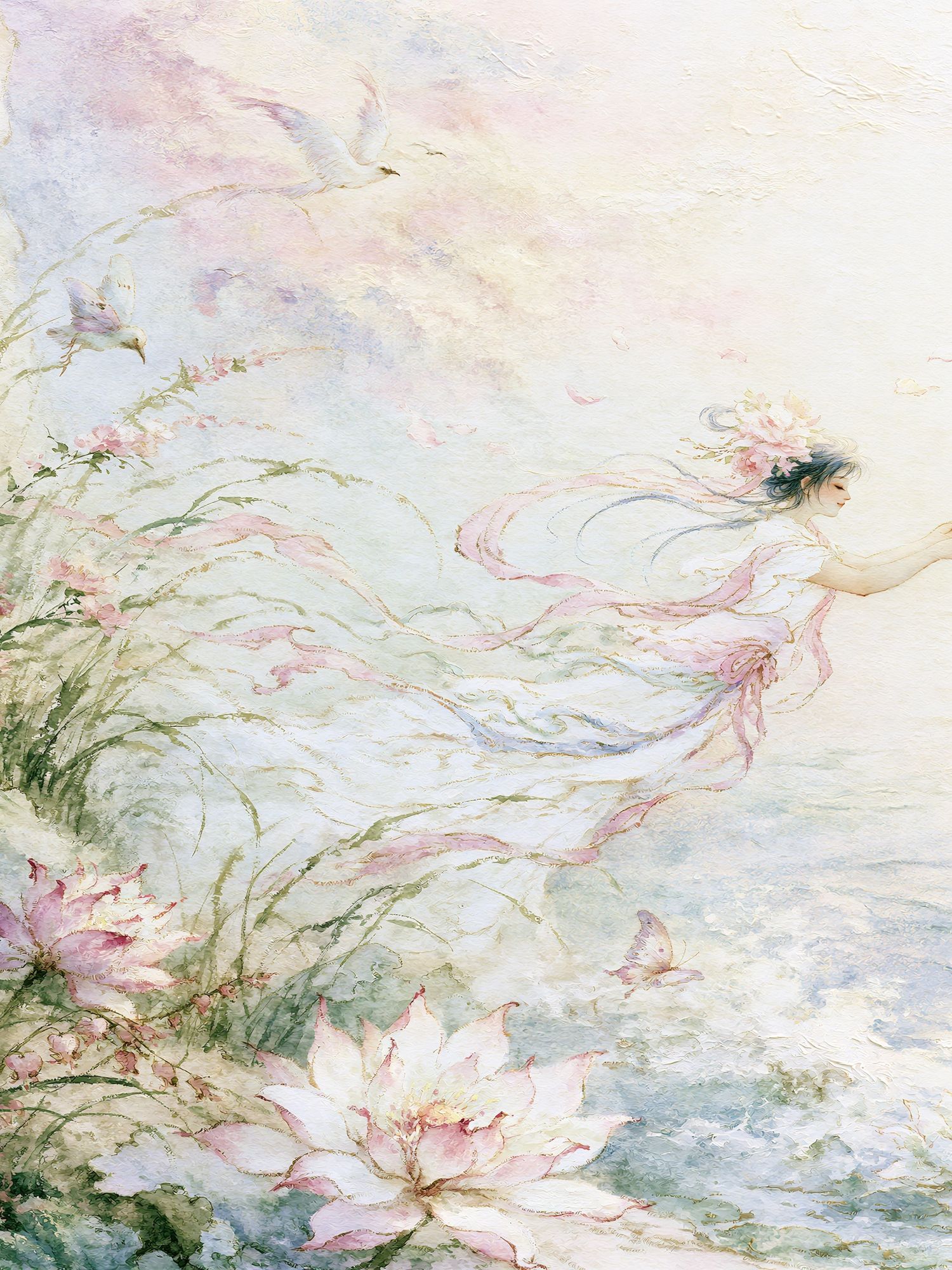 Lotus Fairy Watercolor Print. poster — illustration art