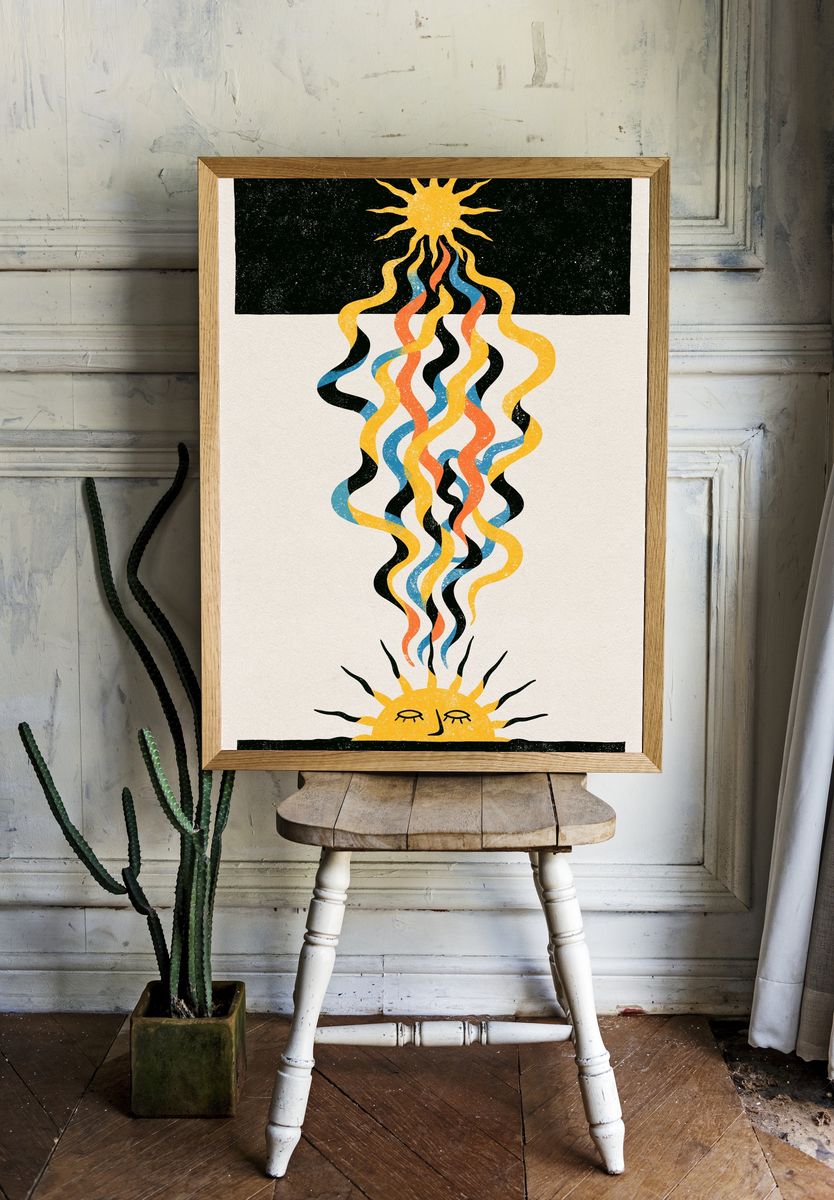 Celestial Sun and Moon Print. — room view 1