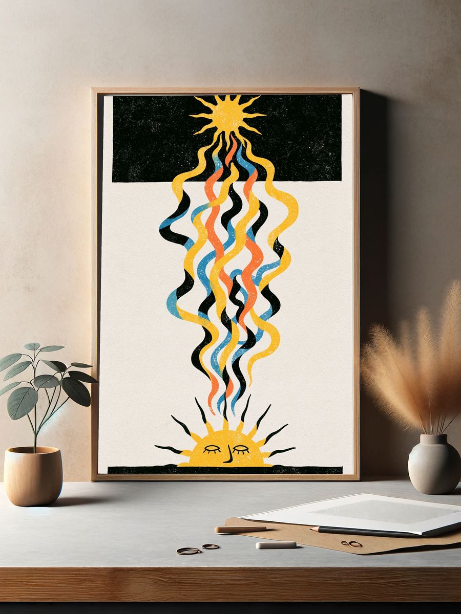 Celestial Sun and Moon Print. — room view 2