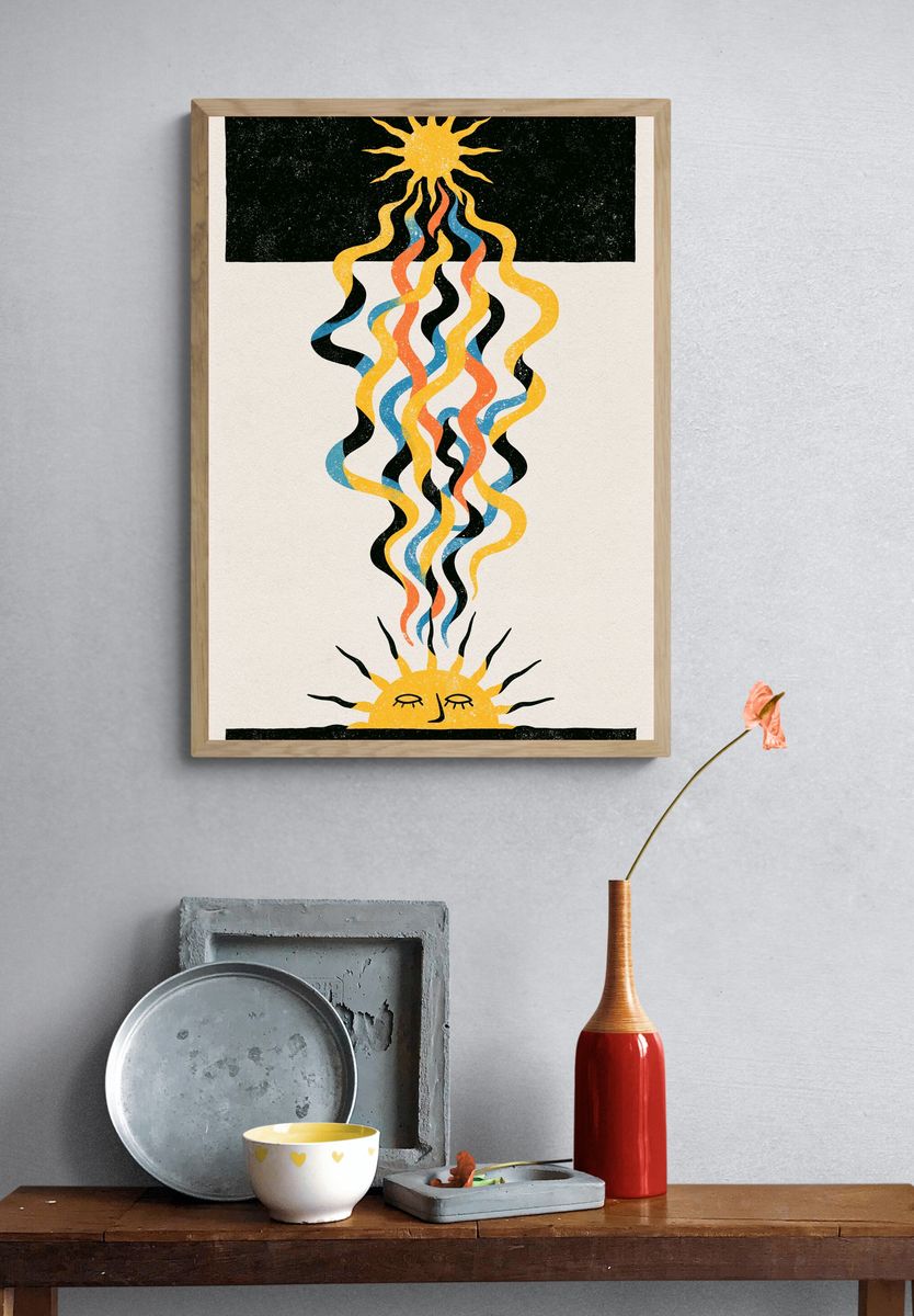 Celestial Sun and Moon Print. — room view 3