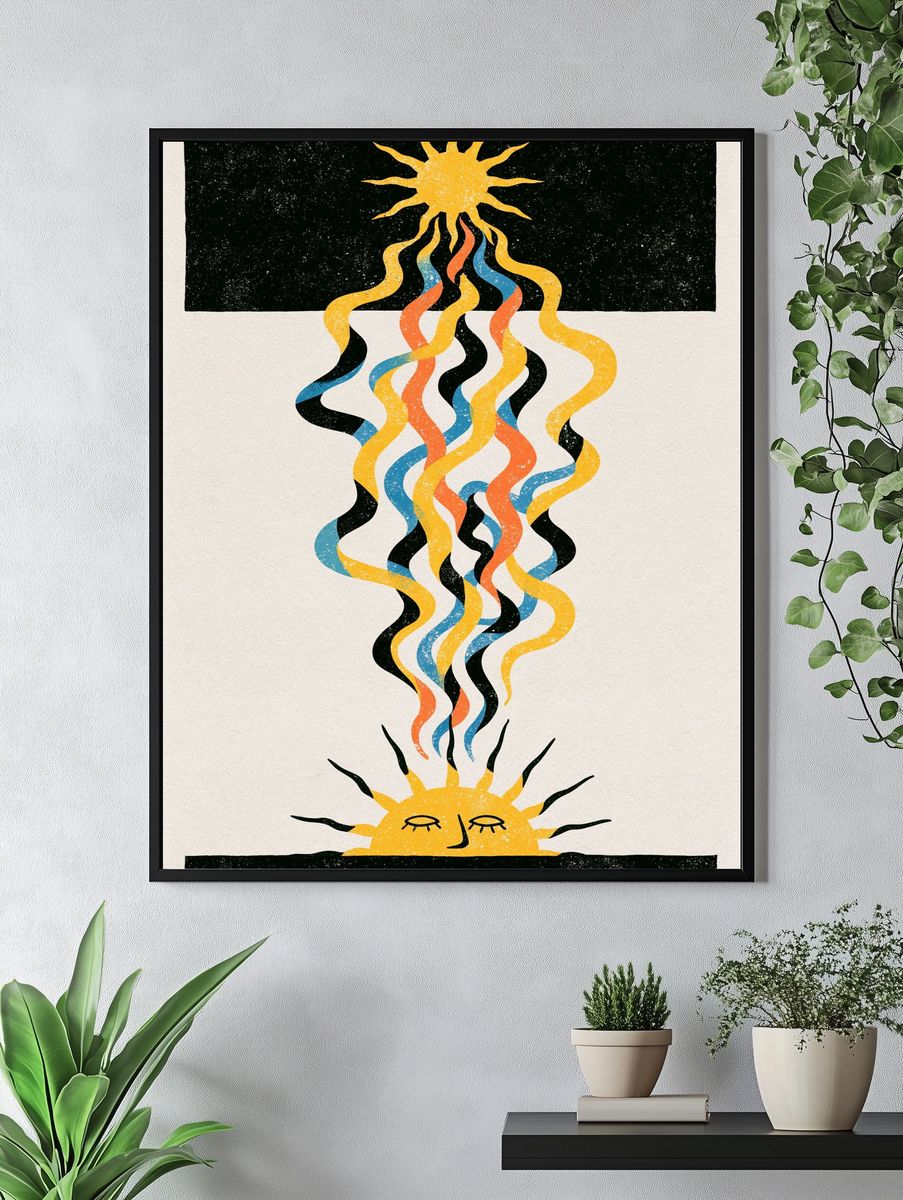 Celestial Sun and Moon Print. — room view 4