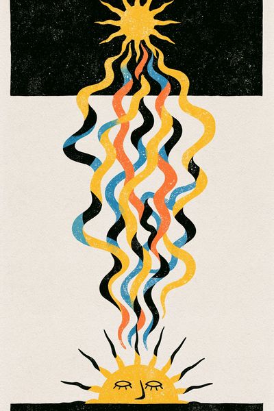 Celestial Sun and Moon Print. poster
