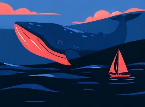Whale and Sailboat Digital Art Poster. poster detail