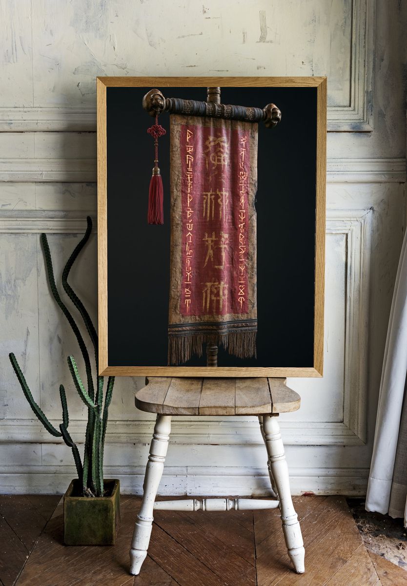 Ancient Script Banner Illustration Print. room preview