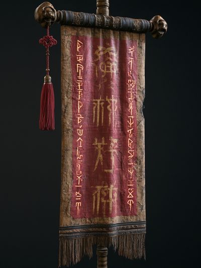 Ancient Script Banner Illustration Print.