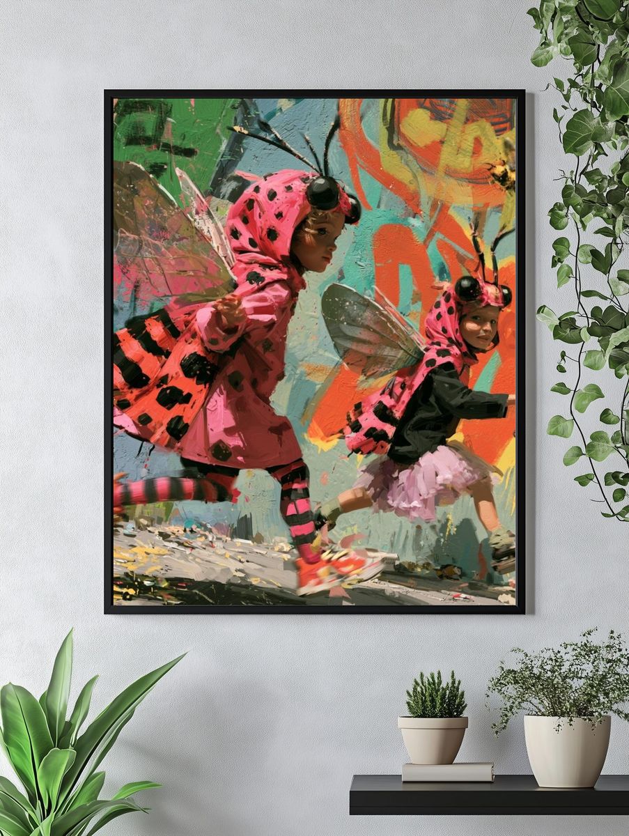 Running Bee Children Illustration Poster. — room view 4