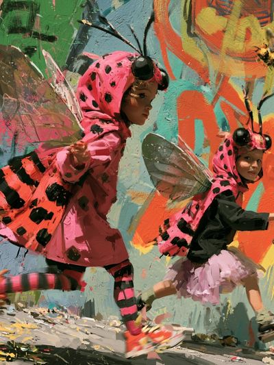 Running Bee Children Illustration Poster. poster