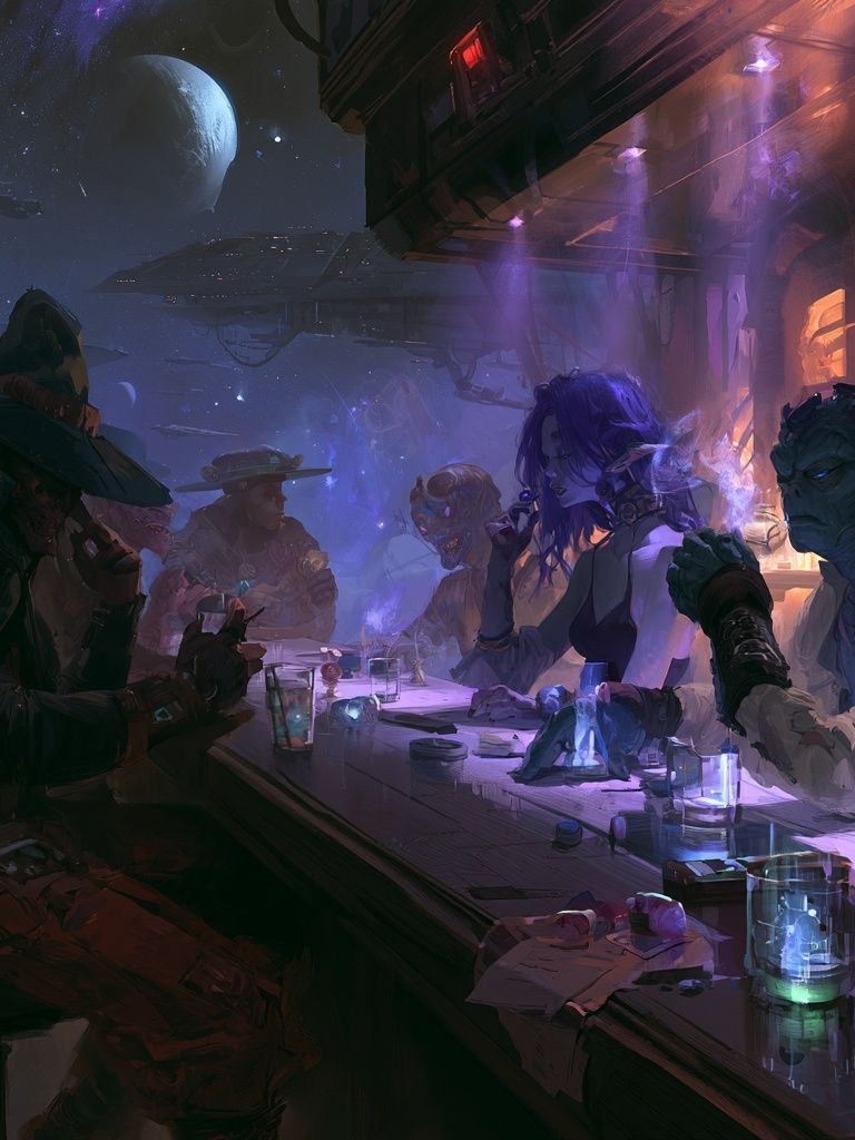 Cyberpunk Cantina — Sci-Fi Illustration Print. poster detail
