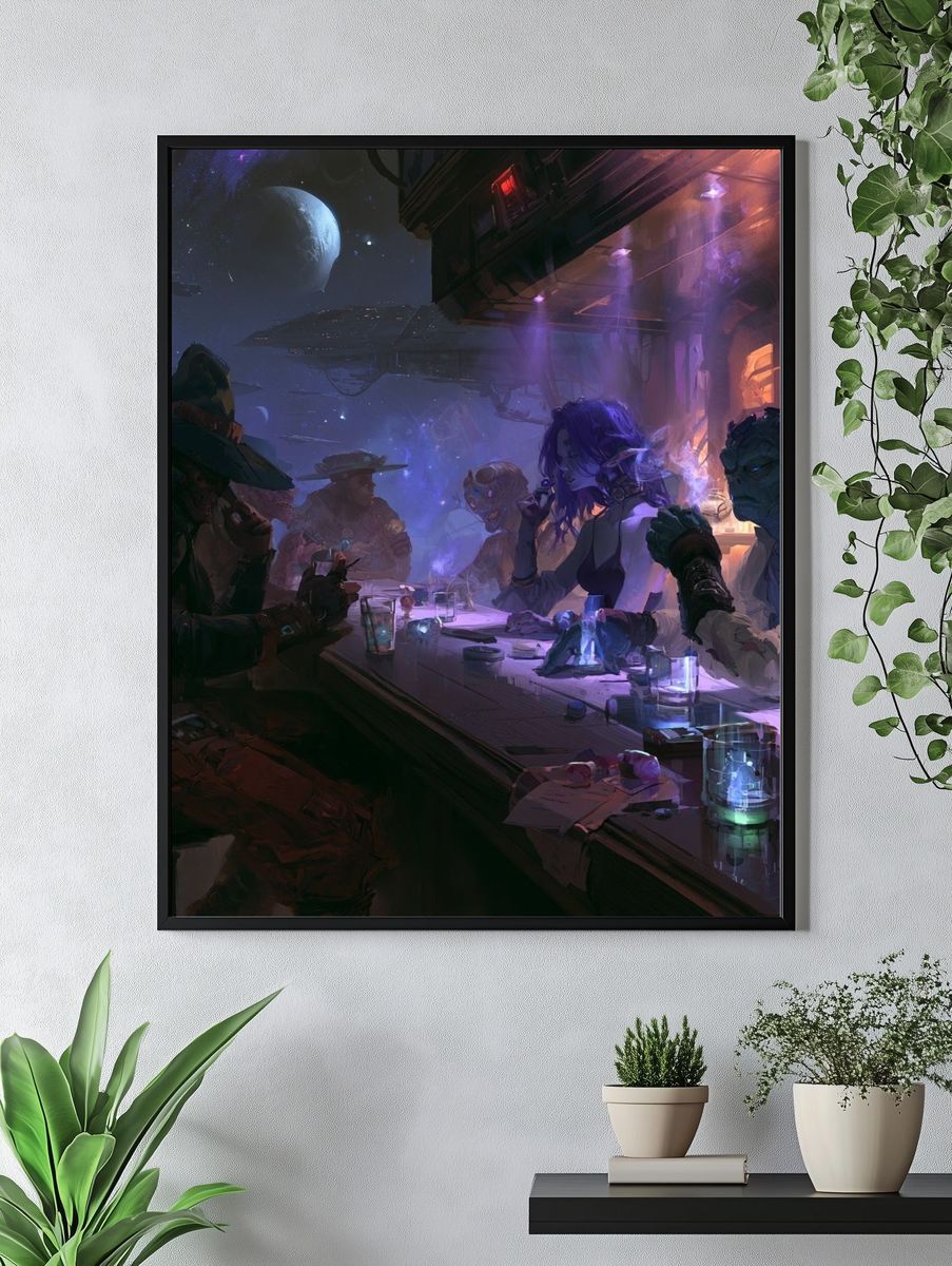 Cyberpunk Cantina — Sci-Fi Illustration Print. — room view 4