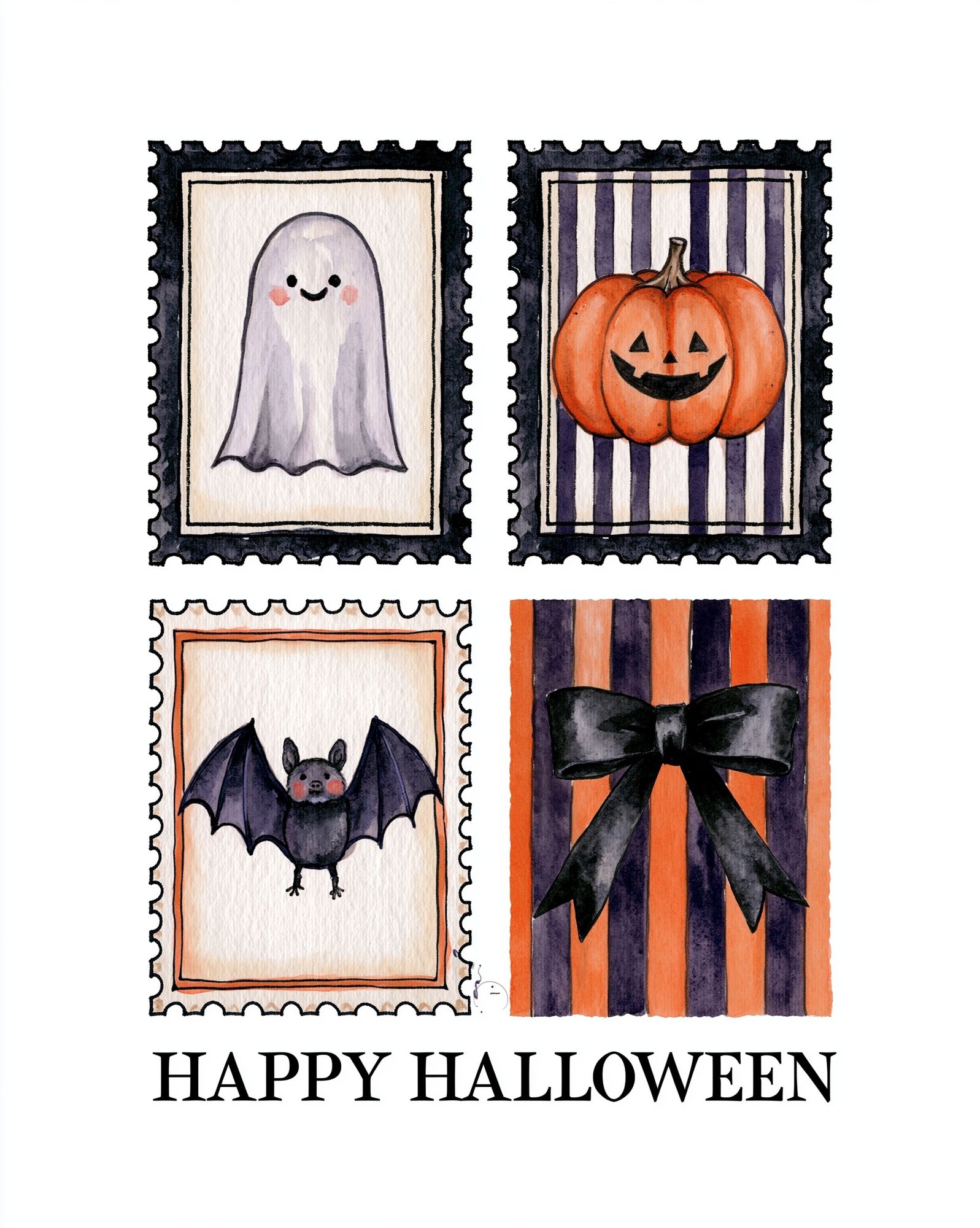 Happy Halloween Watercolor Poster. poster detail