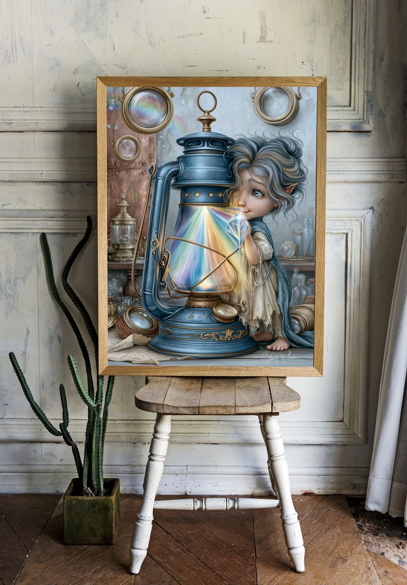 Elf Lantern Fantasy Illustration Poster. room preview