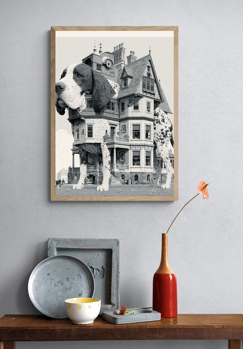 Surreal Dog House Illustration Poster. — room view 3