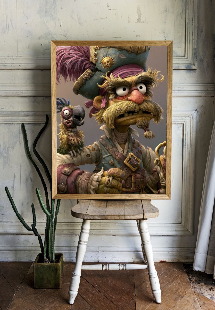 Pirate Parrot Captain Illustration Poster. room preview
