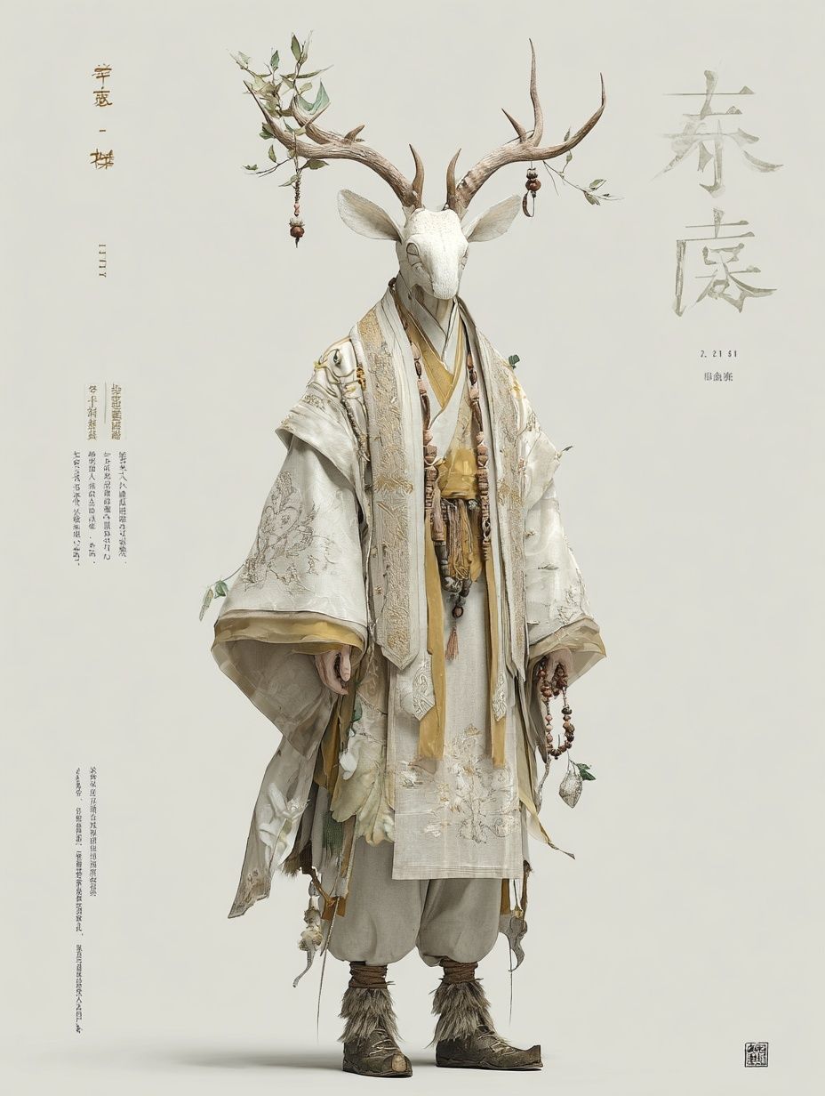Deer Spirit Kimono Illustration Poster. poster detail