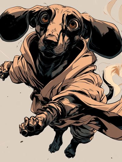 Dachshund Jedi Illustration Poster. poster