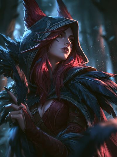 Mystic Hooded Huntress Illustration Poster.