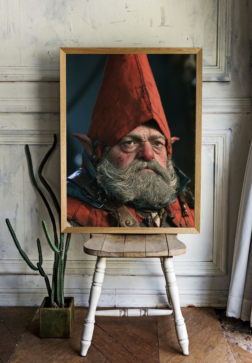 Fantasy Gnome Portrait Poster. room preview