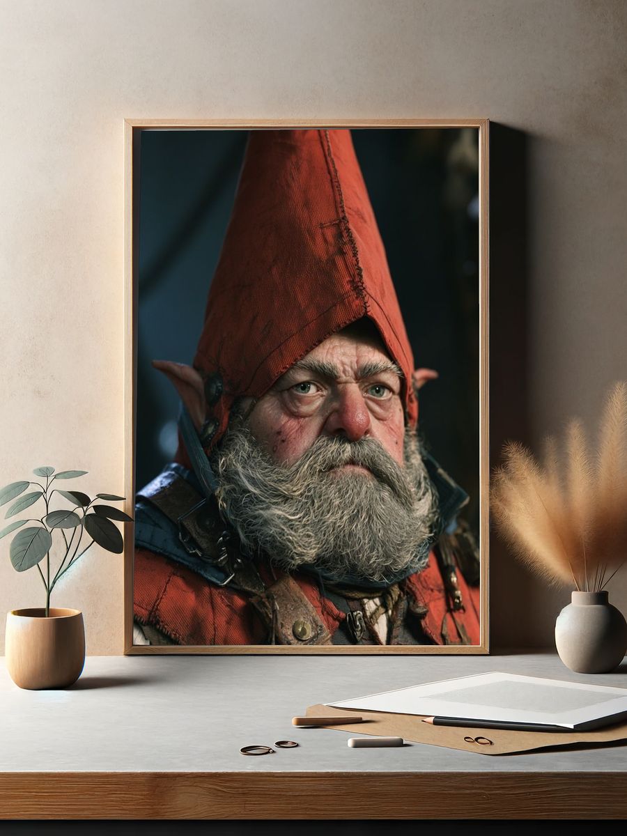 Fantasy Gnome Portrait Poster. — room view 2
