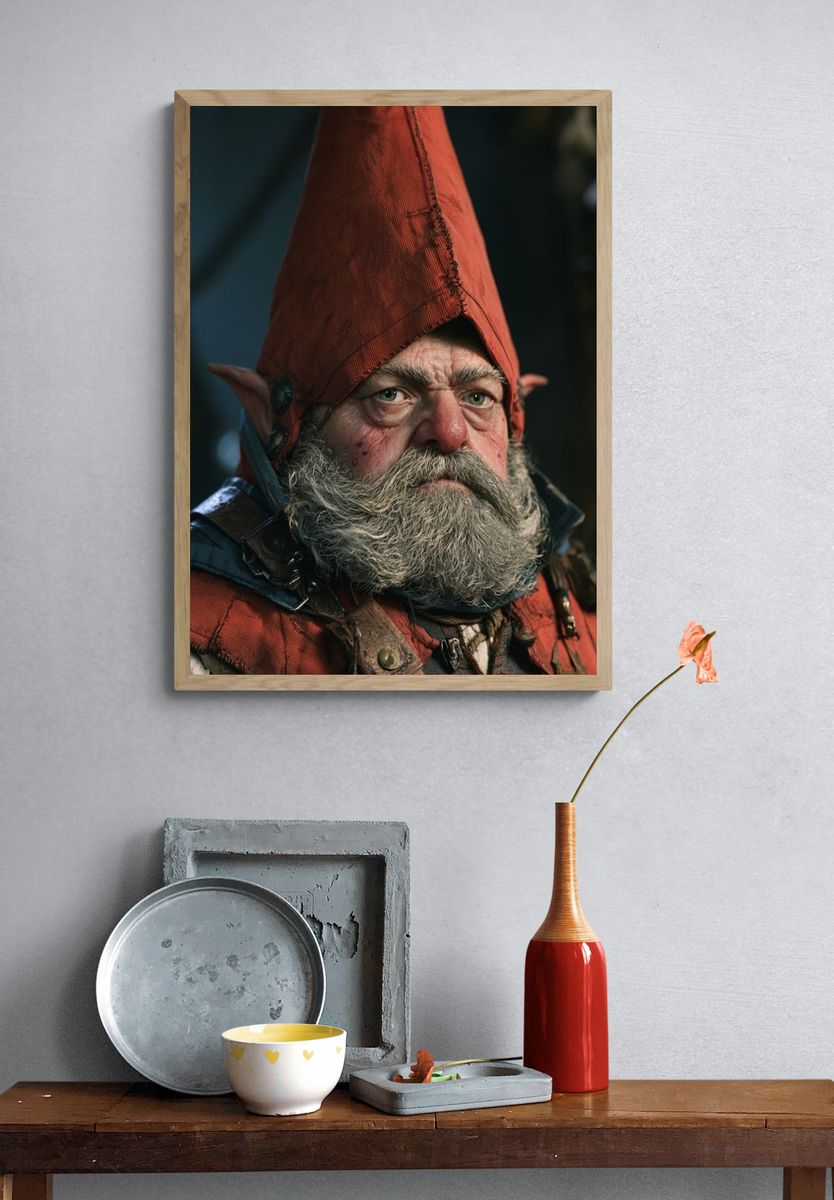 Fantasy Gnome Portrait Poster. — room view 3