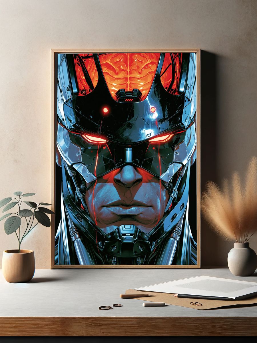 Cybernetic Warrior Portrait Poster. — room view 2