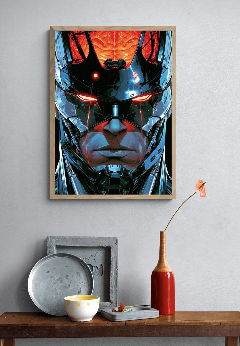 Cybernetic Warrior Portrait Poster. — room view 3