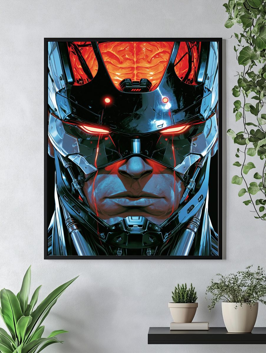 Cybernetic Warrior Portrait Poster. — room view 4
