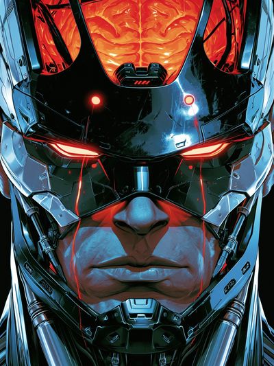 Cybernetic Warrior Portrait Poster. poster