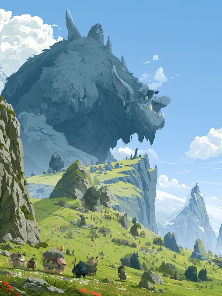 Giant Mountain Beast Digital Art Poster. poster — illustration art