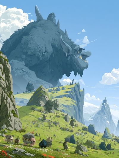 Giant Mountain Beast Digital Art Poster. poster