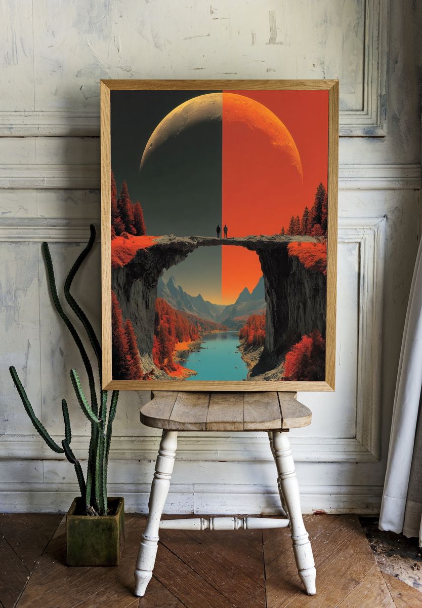 Surreal Moon Canyon Landscape Print. — room view 1