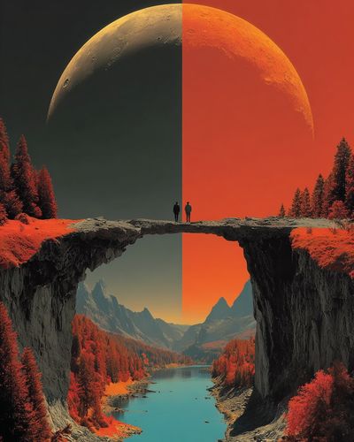 Surreal Moon Canyon Landscape Print. poster print