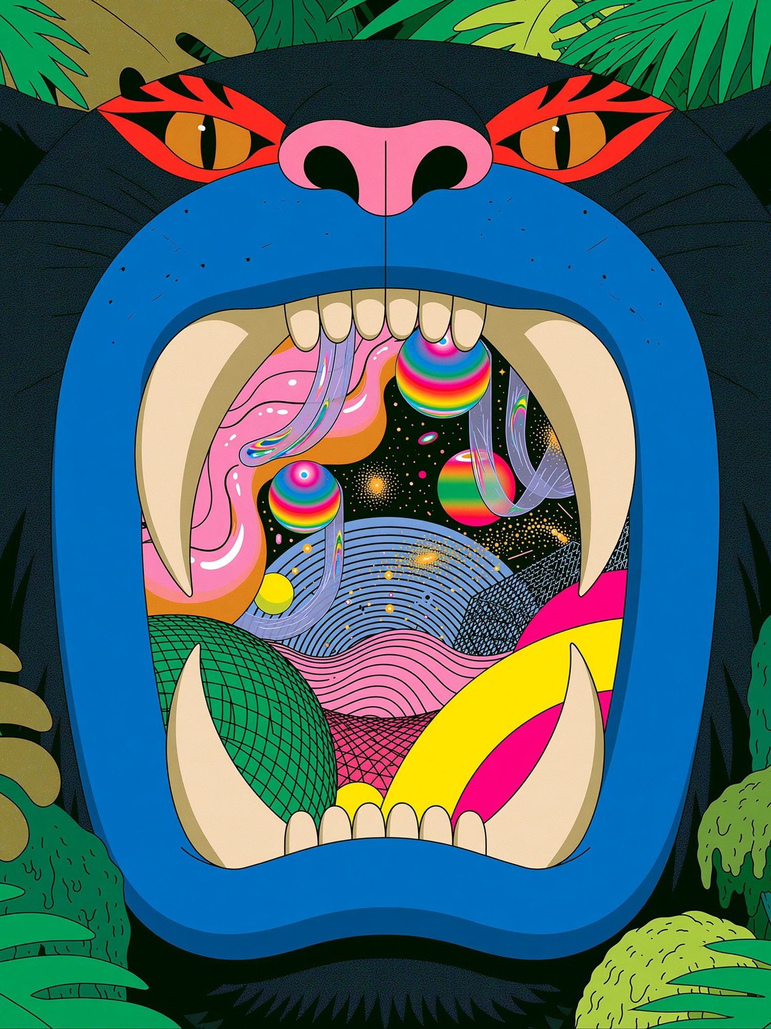 Psychedelic Gorilla Jungle Poster. poster — illustration art