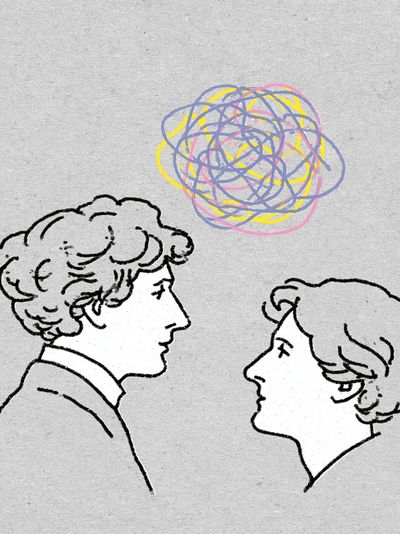Two Faces Scribble Illustration Poster. poster
