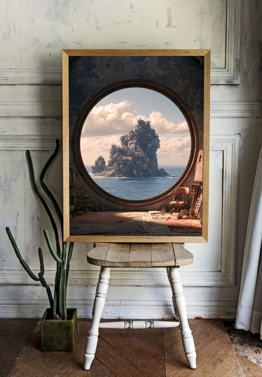 Seaside Island Studio Print. room preview