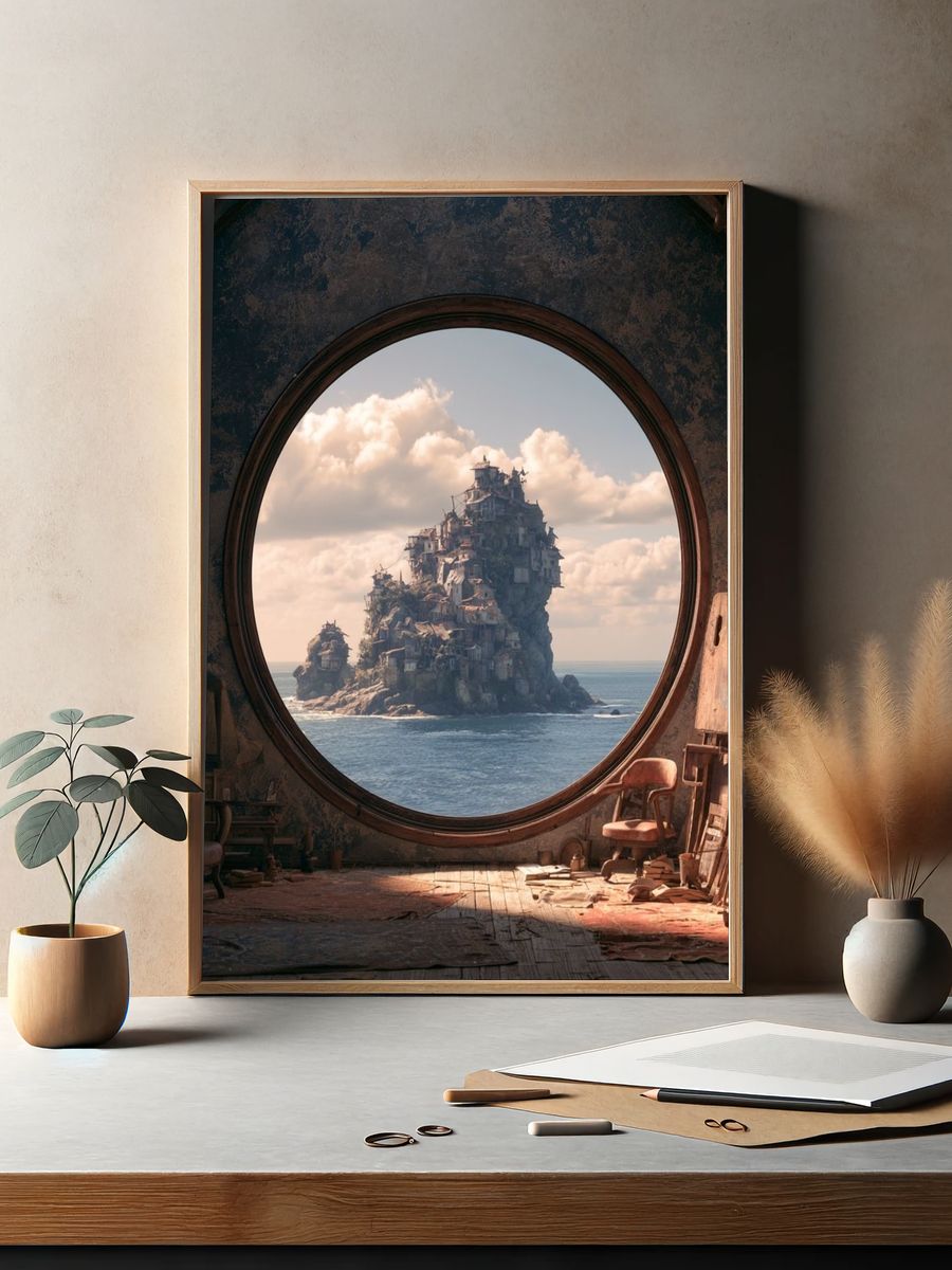 Seaside Island Studio Print. — room view 2