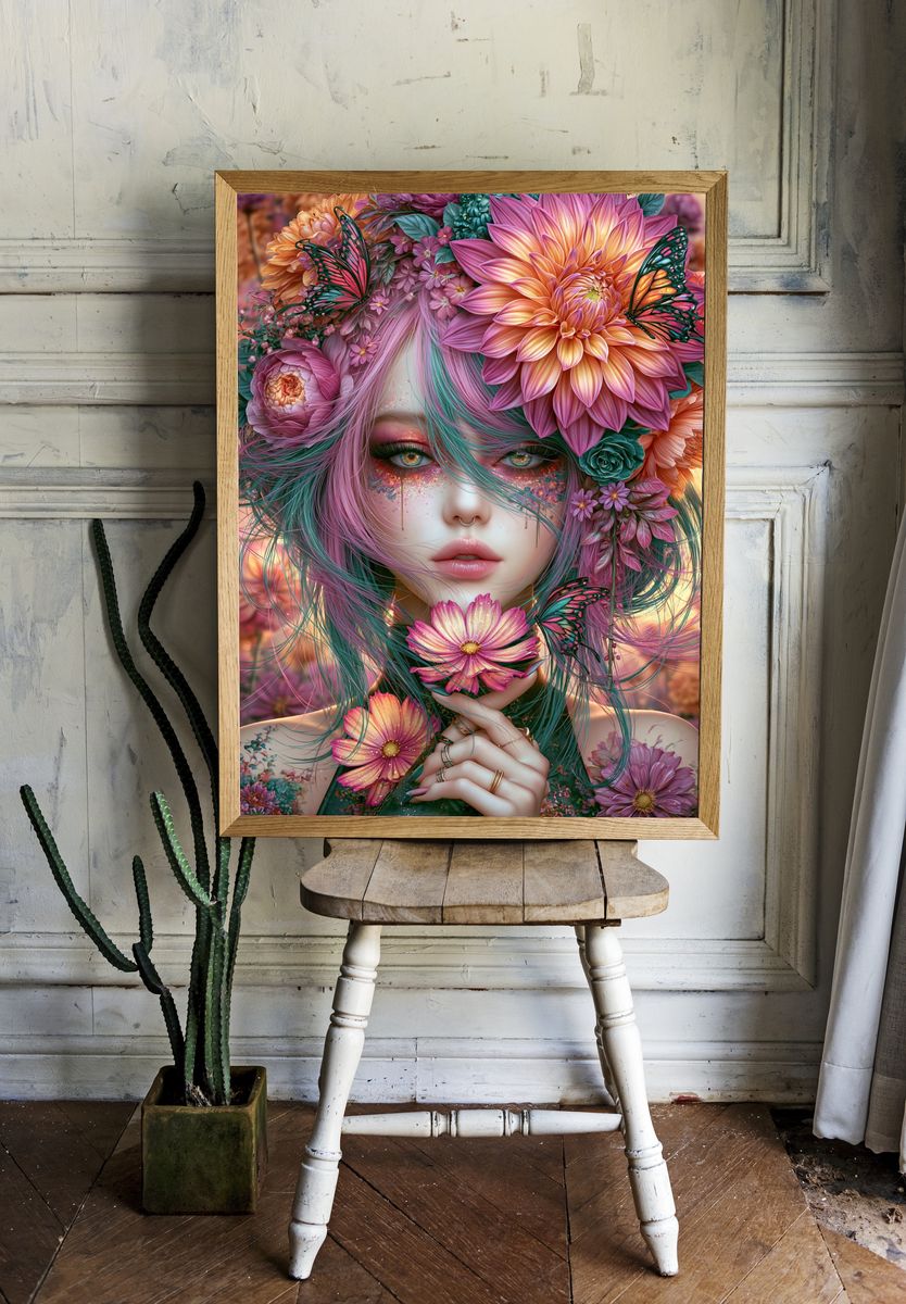 Floral Fantasy Portrait Print. — room view 1