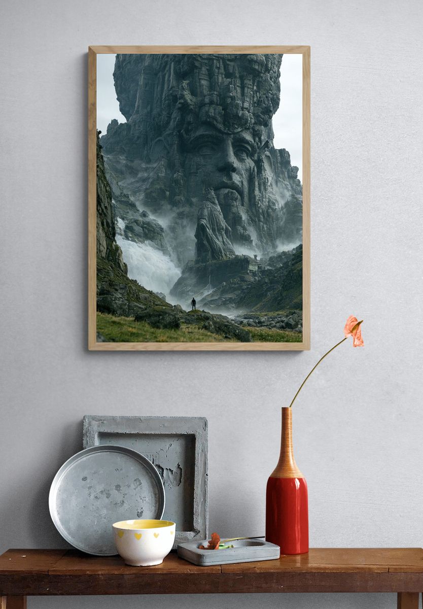 Misty Stone Giant Landscape Poster. — room view 3