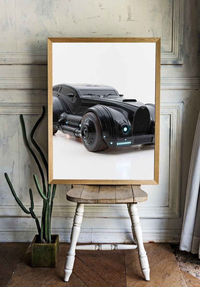 Futuristic Black Hot Rod Poster. — room view 1
