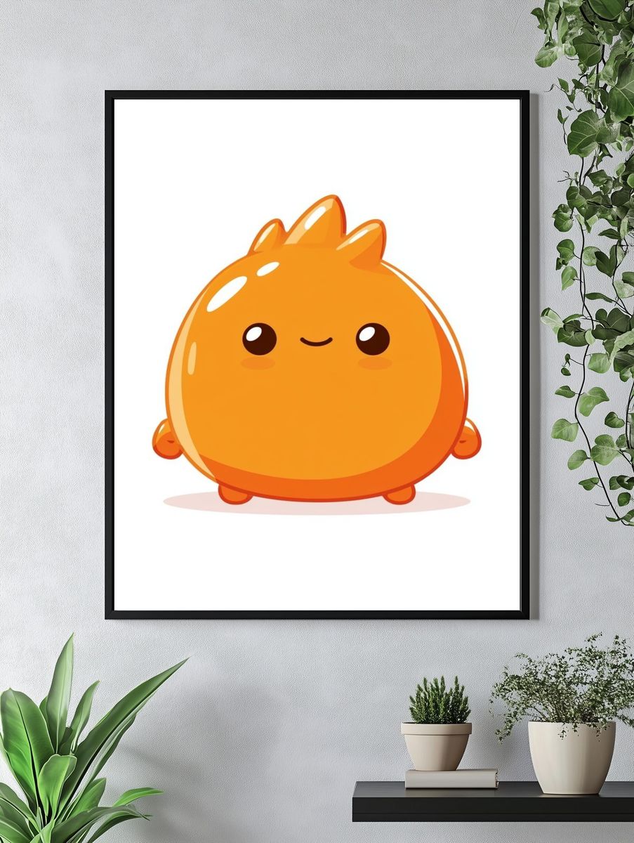 Cute Orange Character Illustration Poster. — room view 4